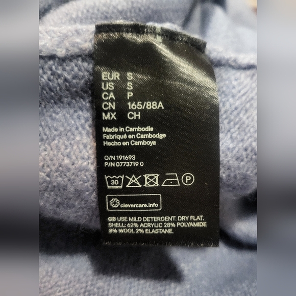 H&M - Womens, Long, Oversized, Pigeon Blue, Soft,Wool Blend Sweater - Size S - Picture 4 of 6